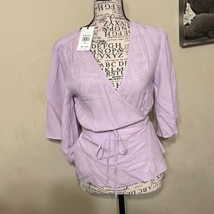 7 For All Man Kind, Purple Wrap Top, XS